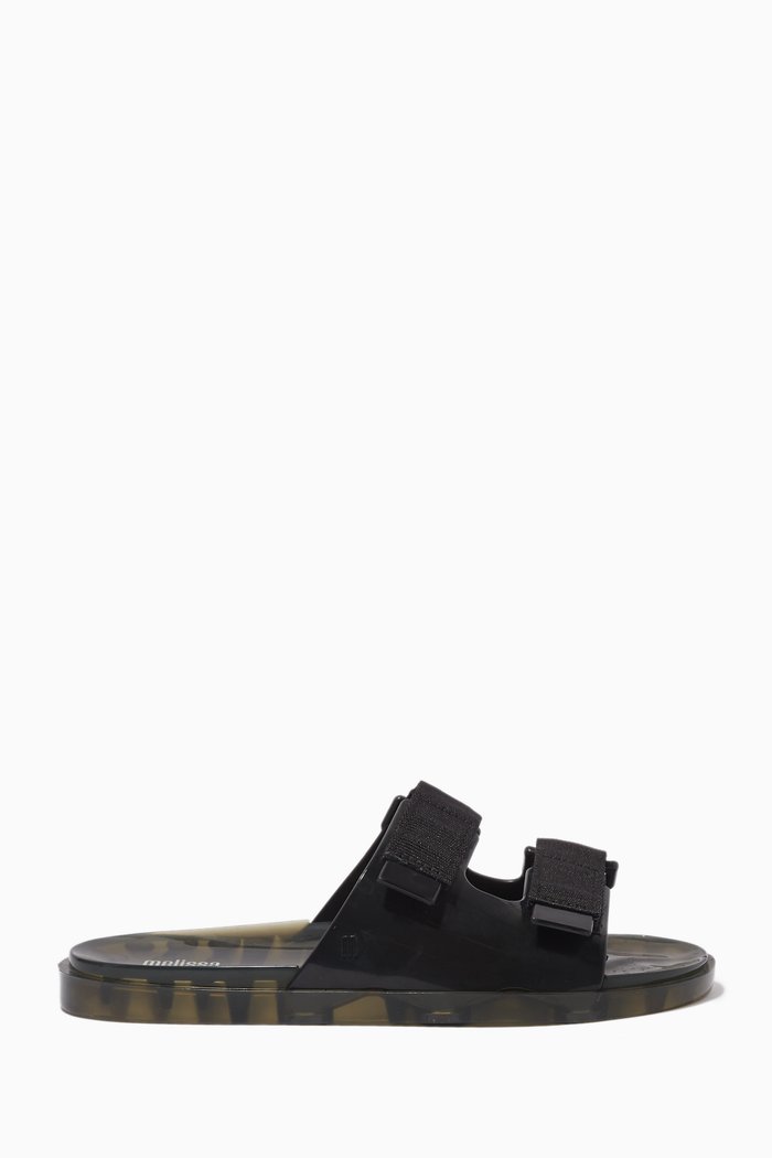 

Wide Brave Double-buckle Slides in Melflex™, Black