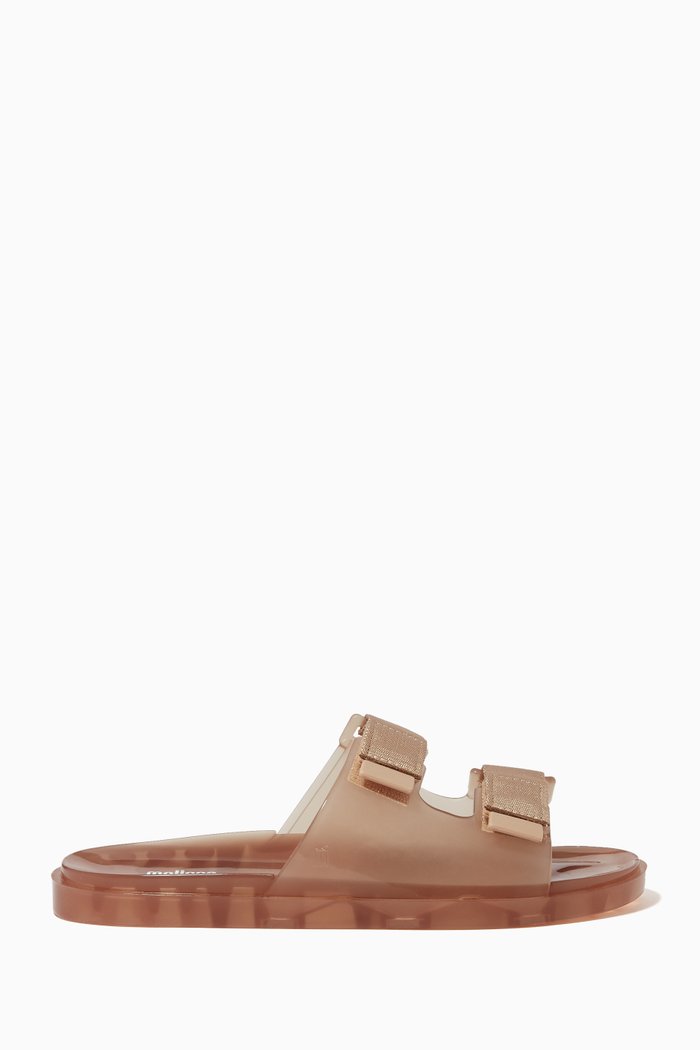 

Wide Brave Double-buckle Slides in Melflex™, Brown