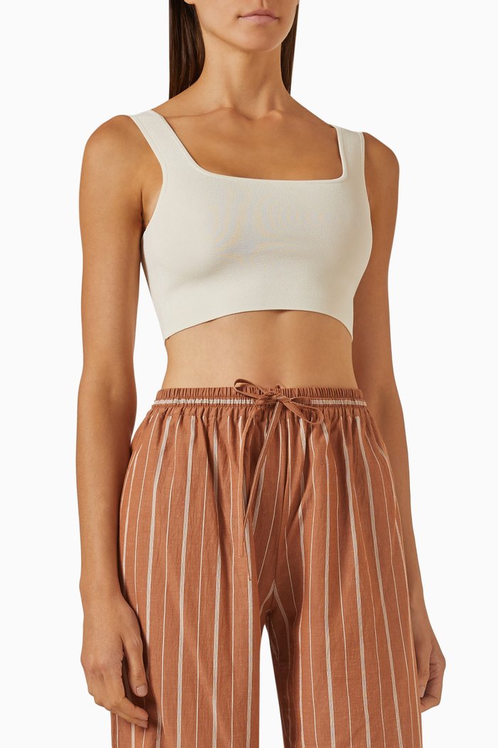 The Nineties Crop Tank Top in Viscose Knit, Neutral