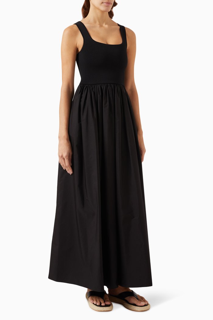 

Dress in Viscose Knit & Cotton Poplin, Black