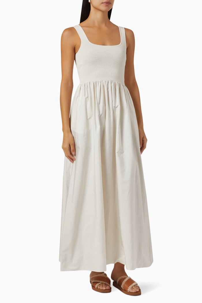 

Dress in Viscose Knit & Cotton Poplin, Neutral