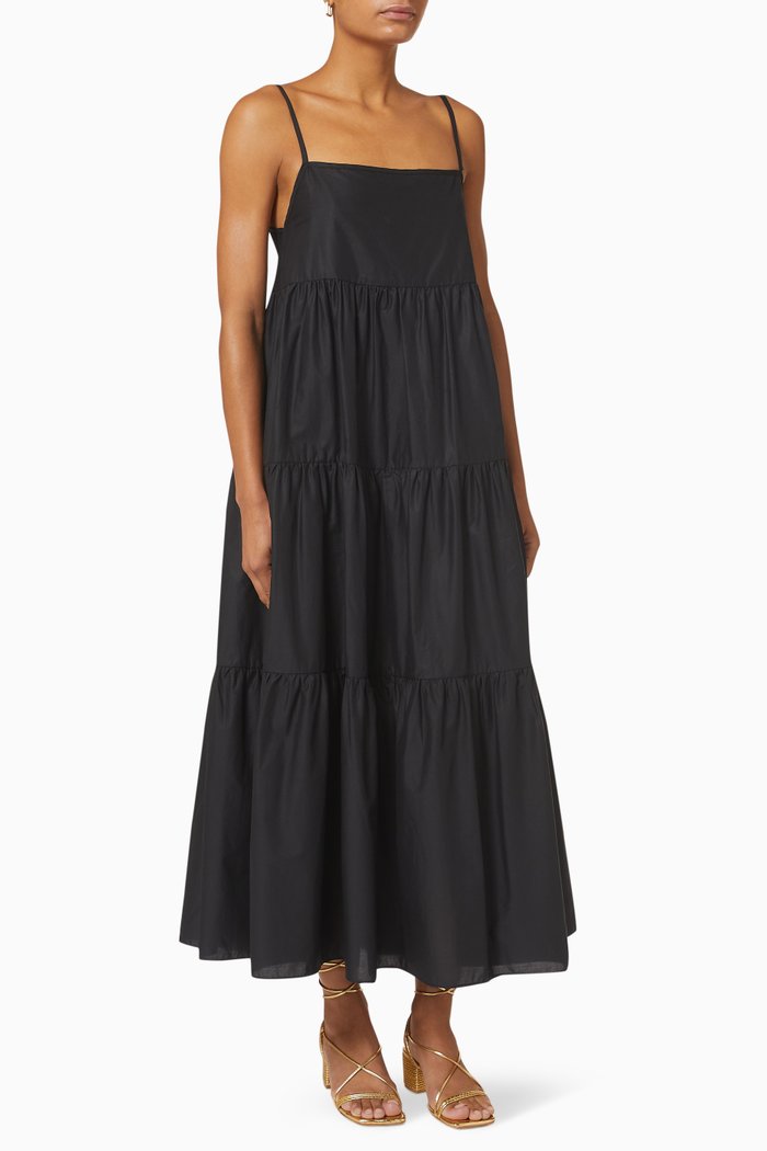 

Tiered Sundress in Organic Cotton, Black