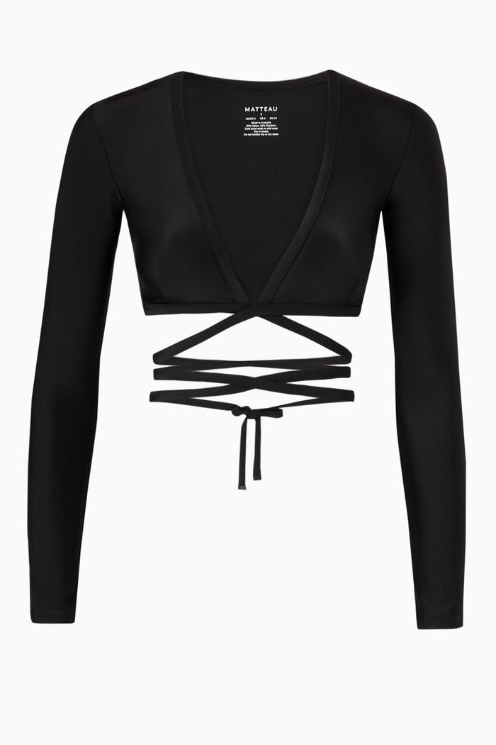 

The Wrap Sun Top in Recycled Nylon, Black