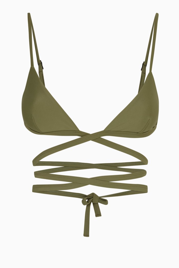 

Wrap Triangle Bikini Top in Recycled Nylon, Green