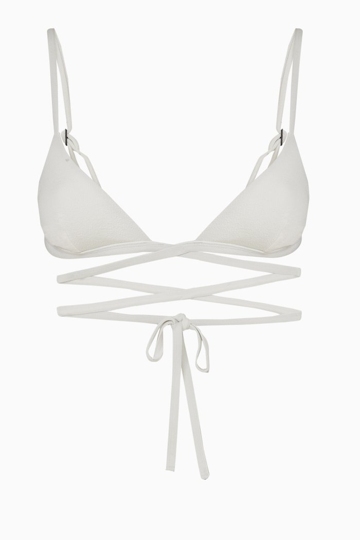 

The Wrap Triangle Top in Recycled Nylon, White
