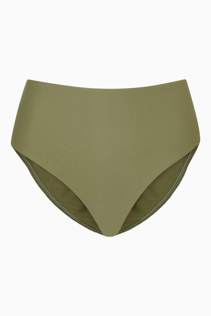 

High-waist Bikini Bottom in Recycled Nylon, Green