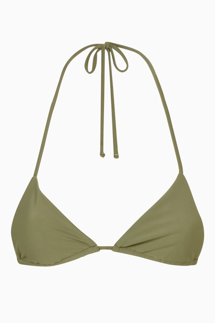 

String Triangle Bikini Top in Recycled Nylon, Green