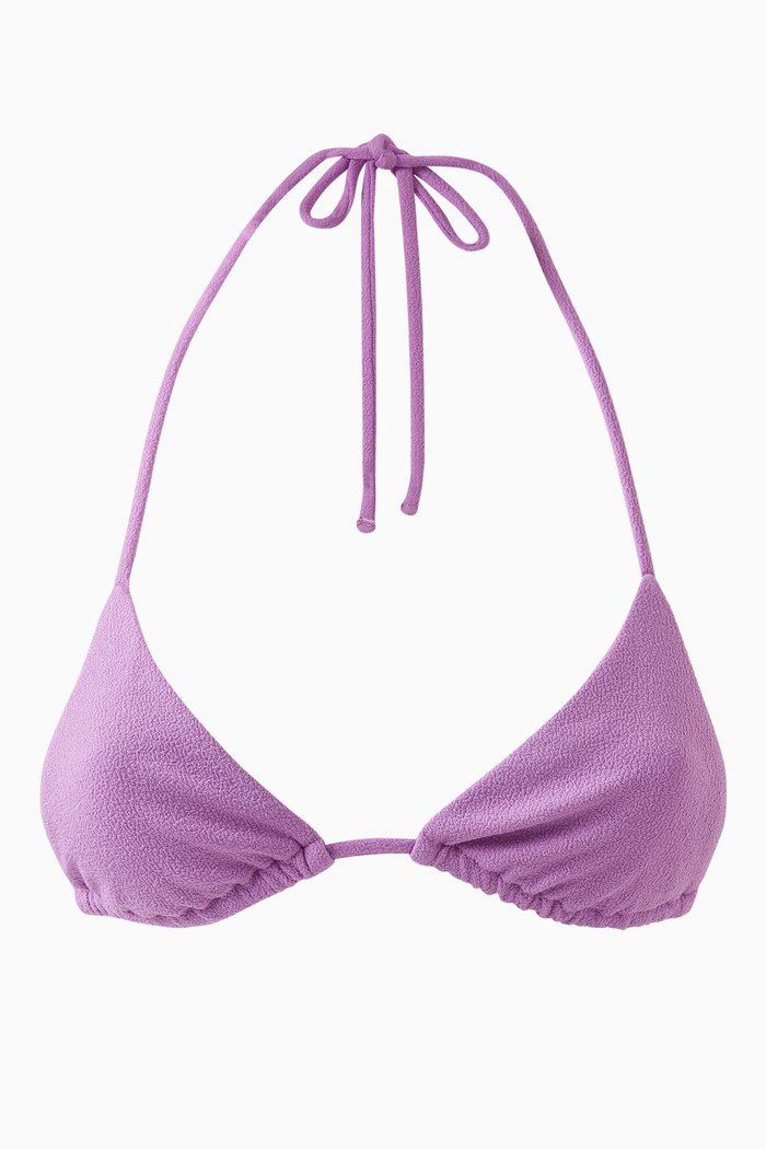 

String Triangle Bikini Top in Recycled Nylon, Purple