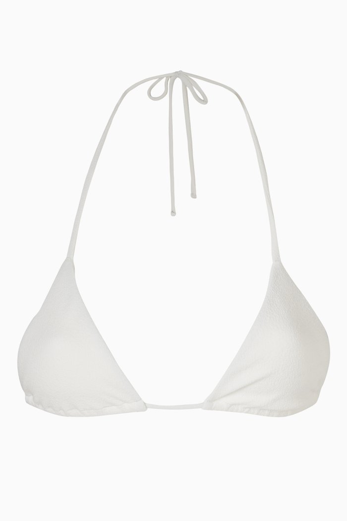 

String Triangle Bikini Top in Recycled Nylon, White