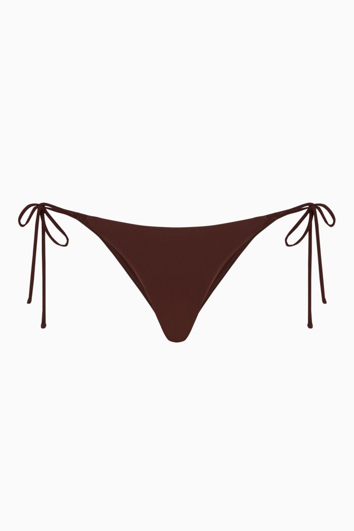 

String Bikini Brief in Recycled Nylon, Brown