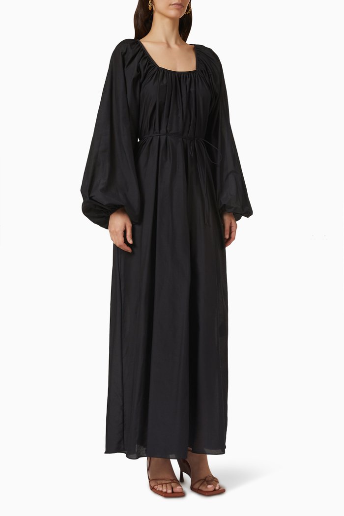 

Decolette Dress in Organic Cotton & Silk, Black