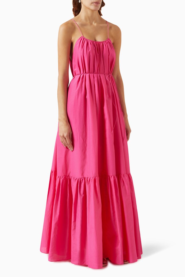 

Single Tier Sundress in Silk & Organic Cotton, Pink