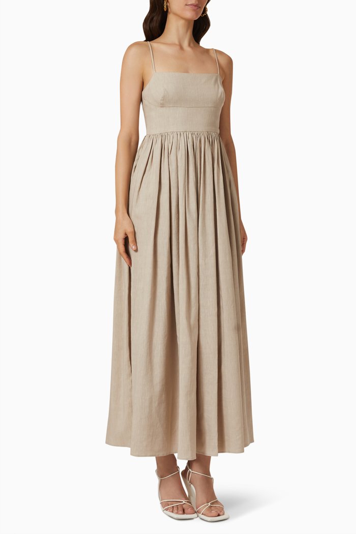 

The Cami Midi Dress in Linen Blend, Neutral
