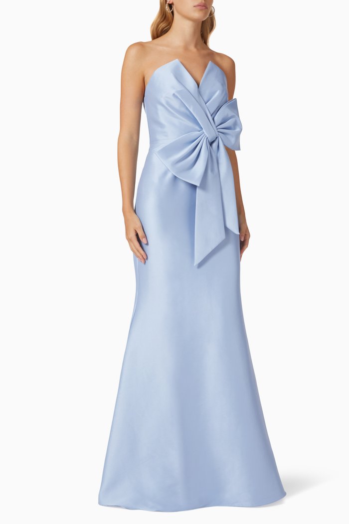 

Strapless Front Bow Gown in Mikado, Pink