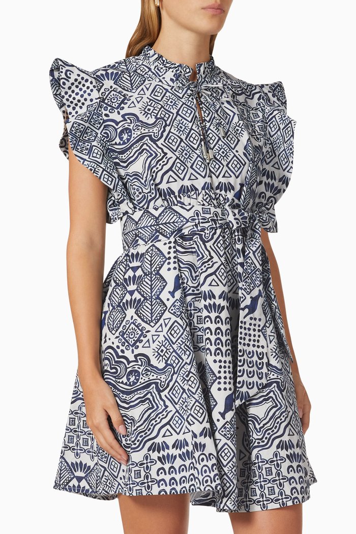 

Addi Mini Dress in Organic Cotton Poplin, Blue