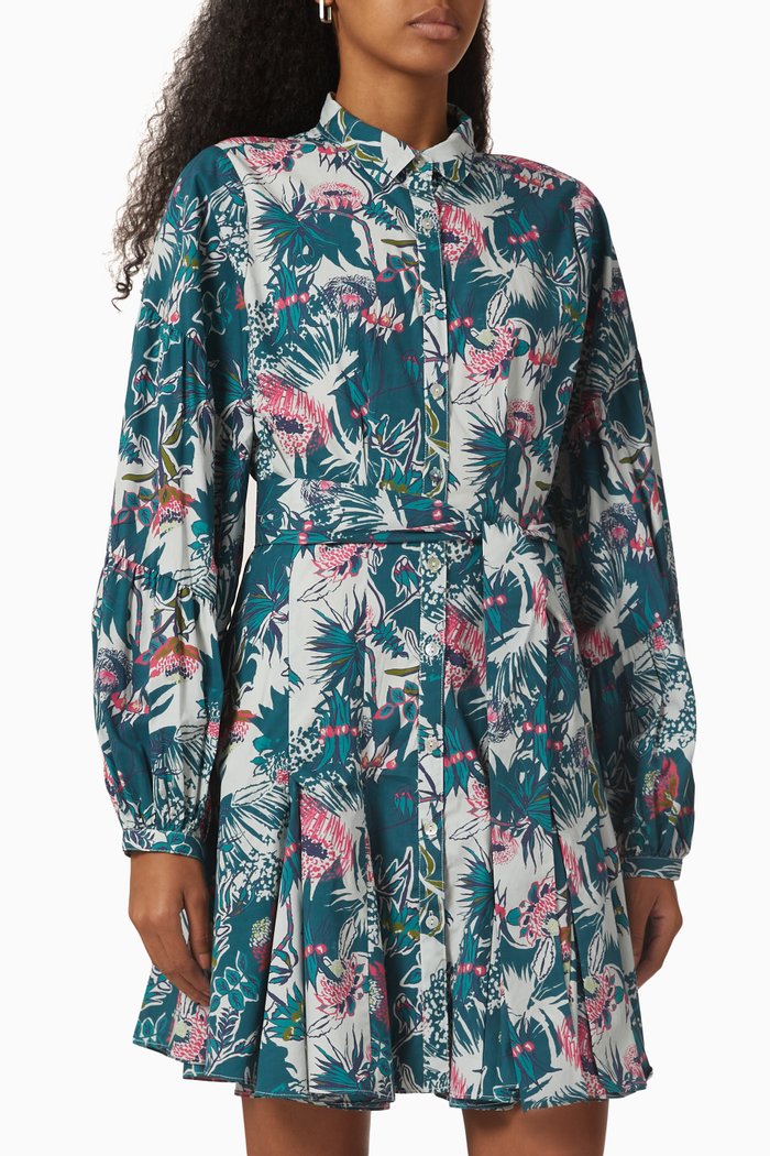 

Ushi Mini Dress in Organic Cotton Poplin, Green