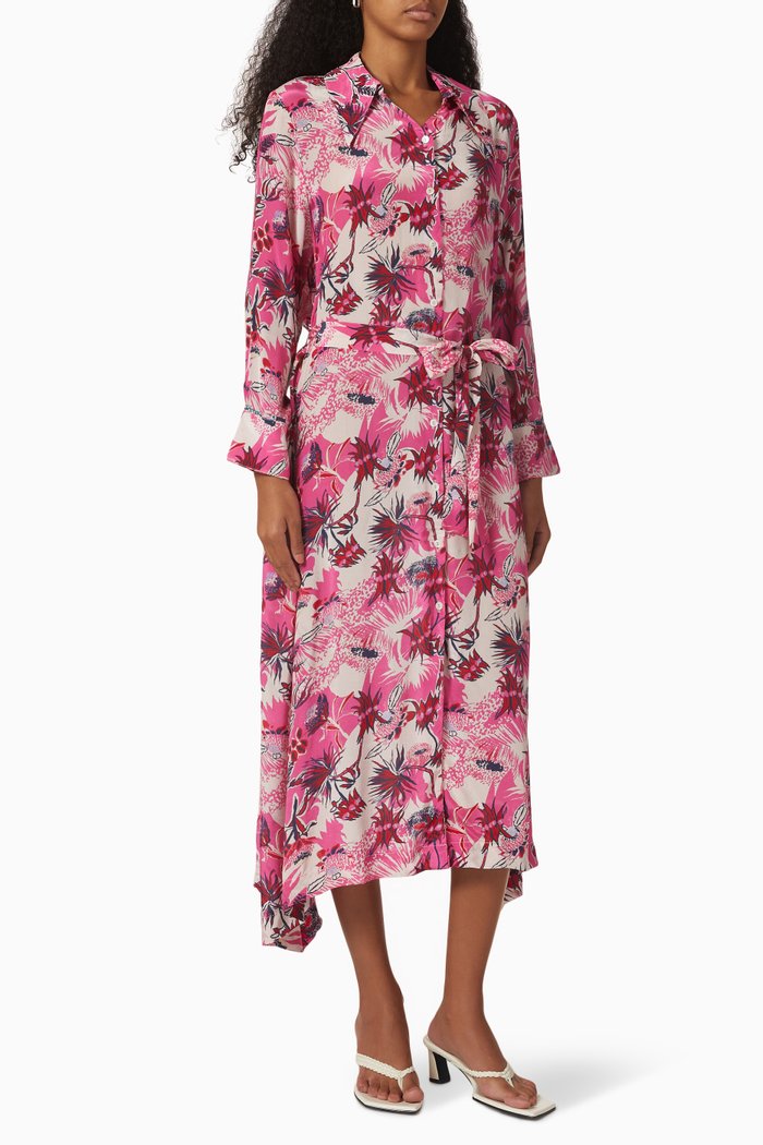 

Ella Midi Shirt Dress in Crepe de Chine, Pink