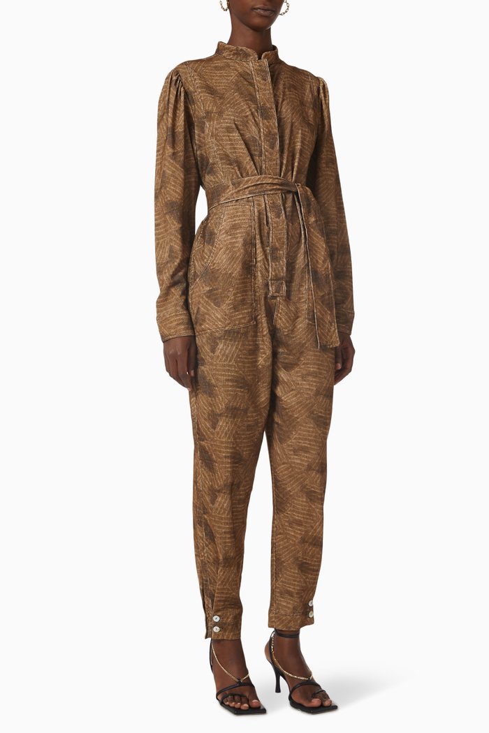 

Noah Printed Jumpsuit in Corduroy, Brown