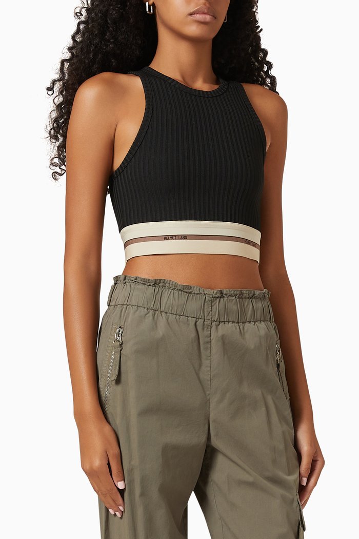 

Rib Crop Tank Top, Black