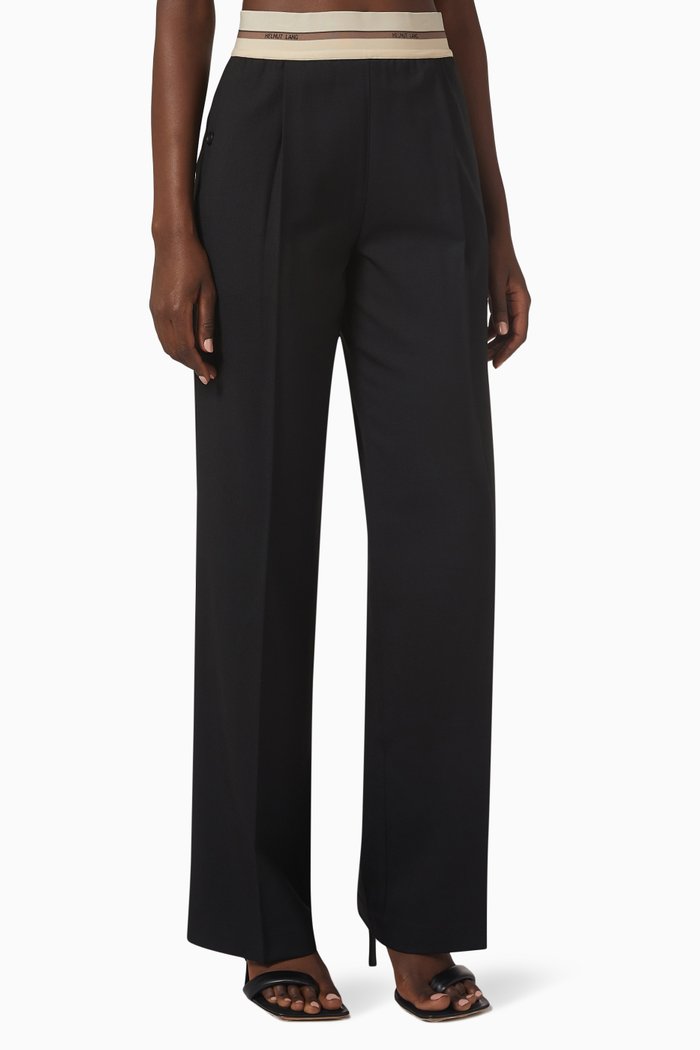 

Logo Band Pants in Wool Blend, Black