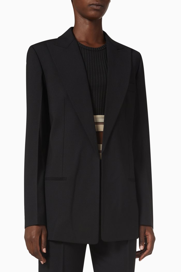 

Peak Lapel Blazer in Stretch Wool, Black
