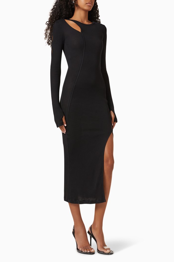 

Slash Midi Dress, Black