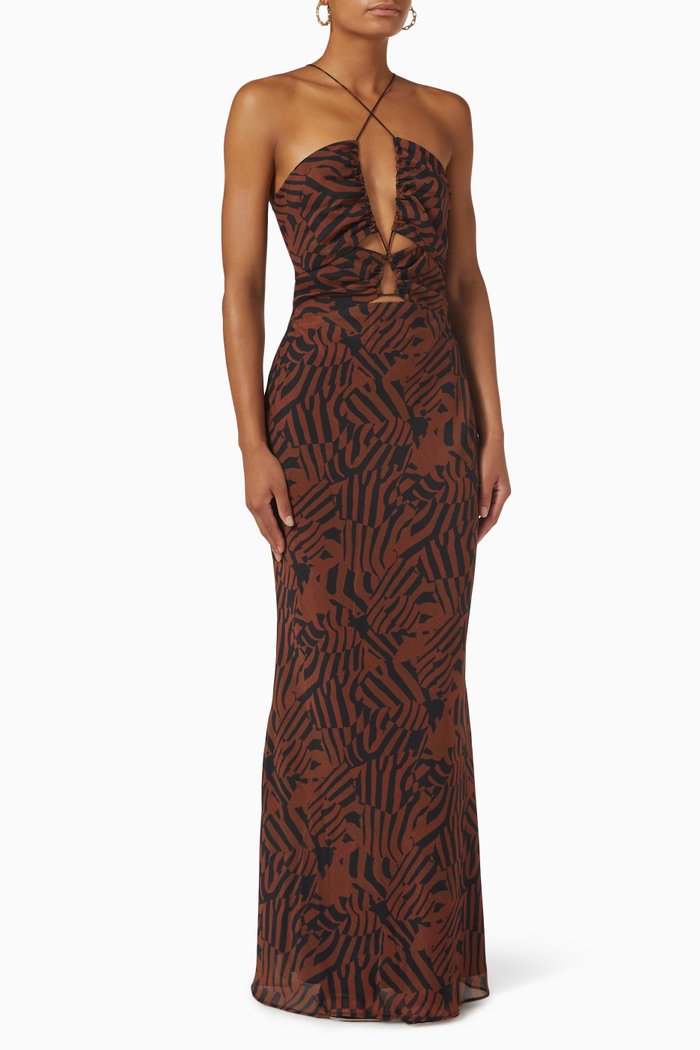 

Lynette Zebra Print Dress, Brown