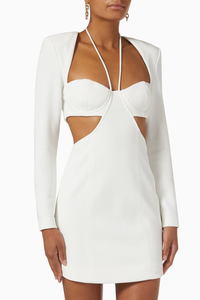 

Adrienna Dress in Bonded Crepe, White