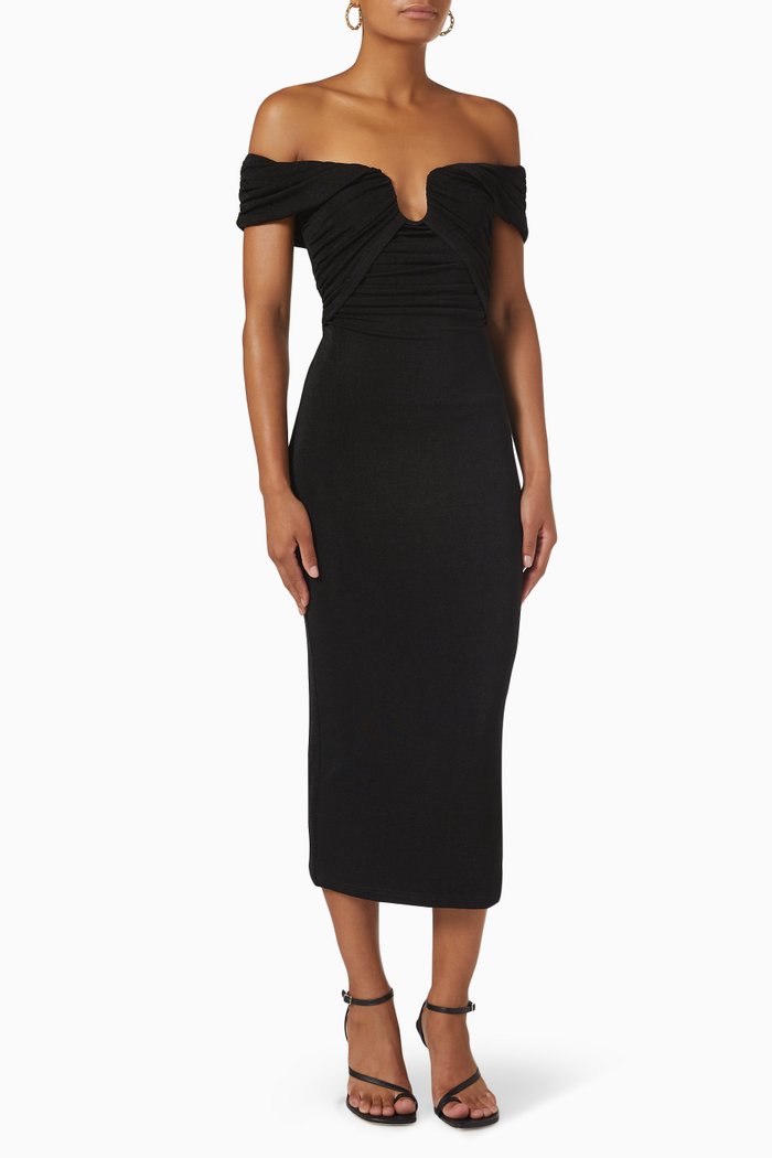 

Maylee Midi Dress in Jersey, Black