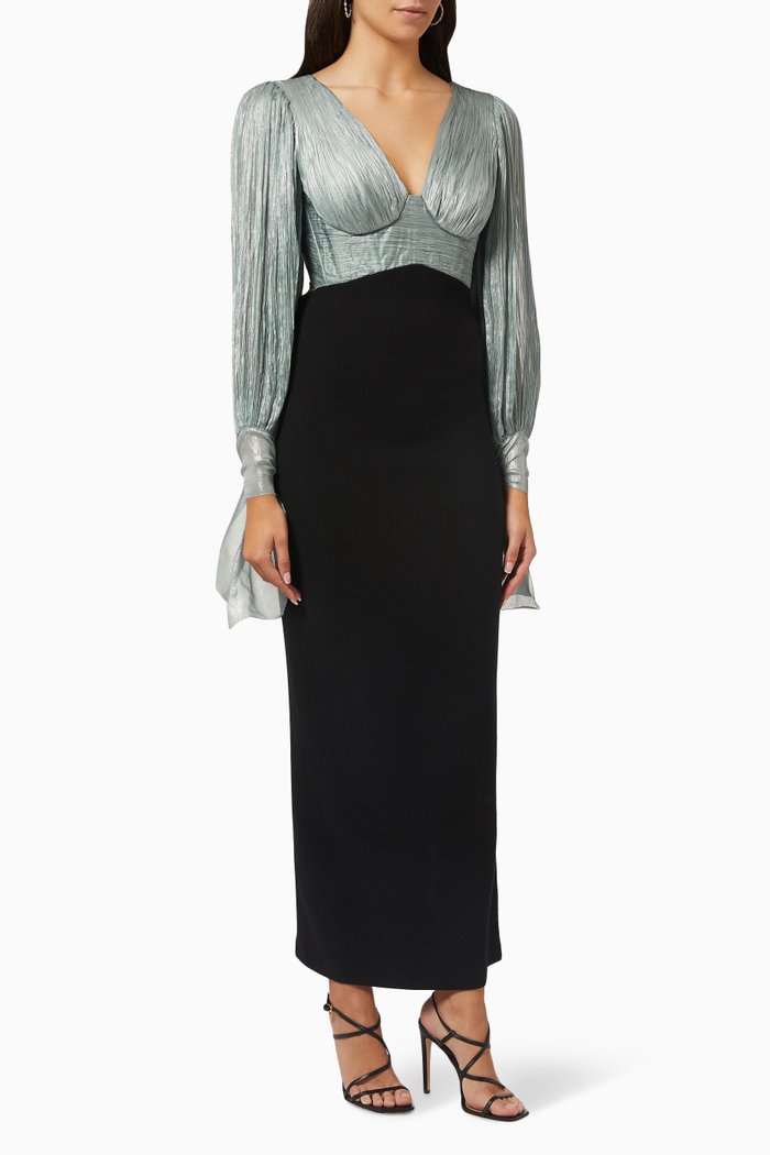 

Eleanora Bustier Gown in Silk Mousseline & Jersey, Blue