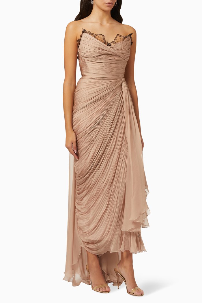 

Jolie Strapless Gown in Silk, Pink