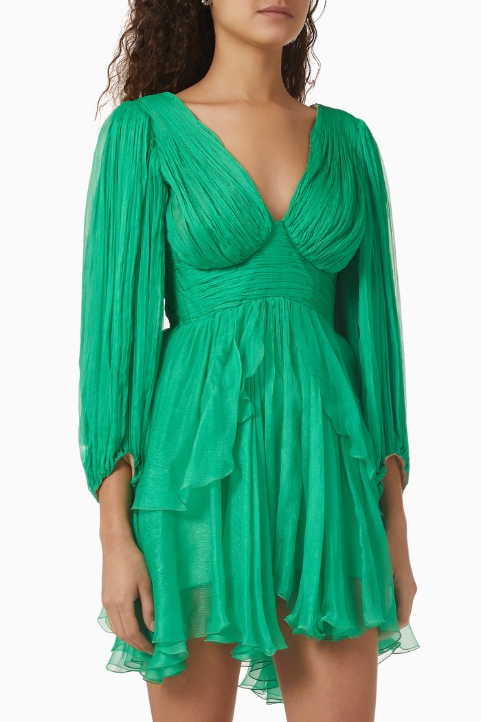 

Lilo Mini Dress in Silk, Green