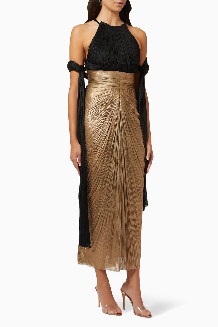 

Macy Ruched Gown in Silk, Metallic
