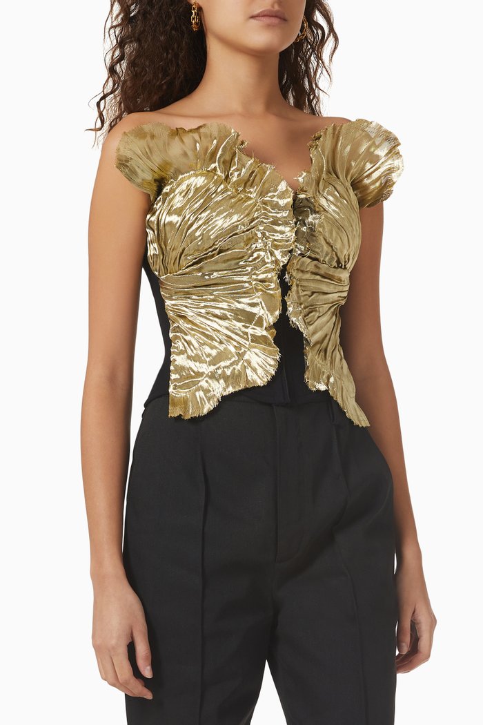 Isla Top in Viscose Blend, Gold