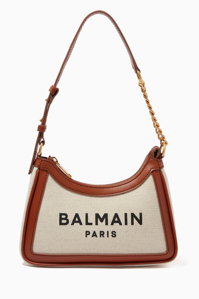 

B-Army Shoulder Bag in Canvas & Leather, Brown