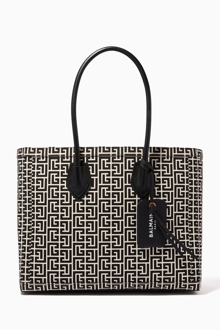 

B-Army 42 Shopper in Monogram Canvas & Leather, Black