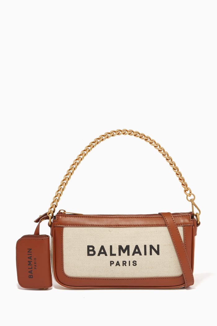 

B-Army Clutch Bag in Canvas & Leather, Brown