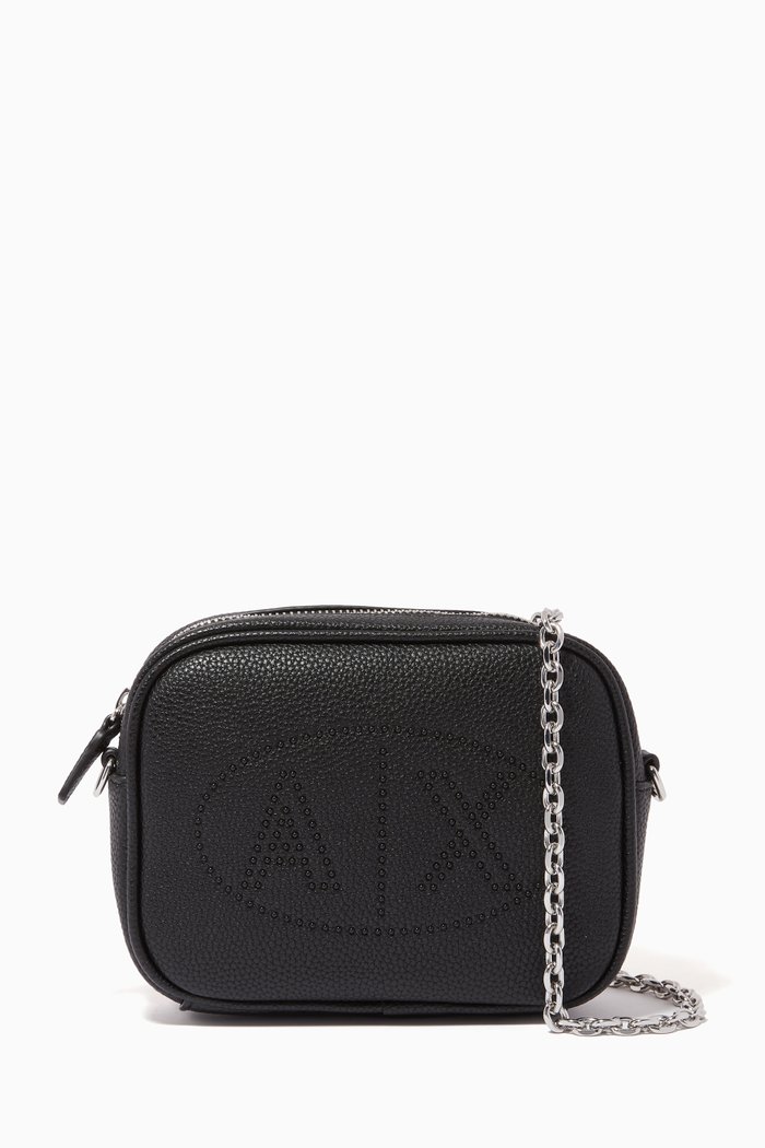 

Perforated AX Logo Belt Bag in Leather, Black