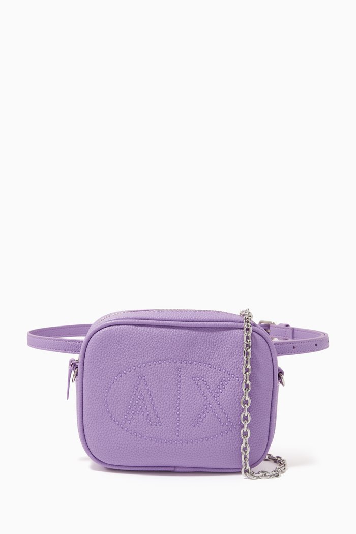 

Perforated AX Logo Belt Bag in Leather, Purple