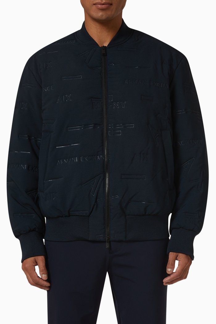 

Logo Print Bomber in, Blue