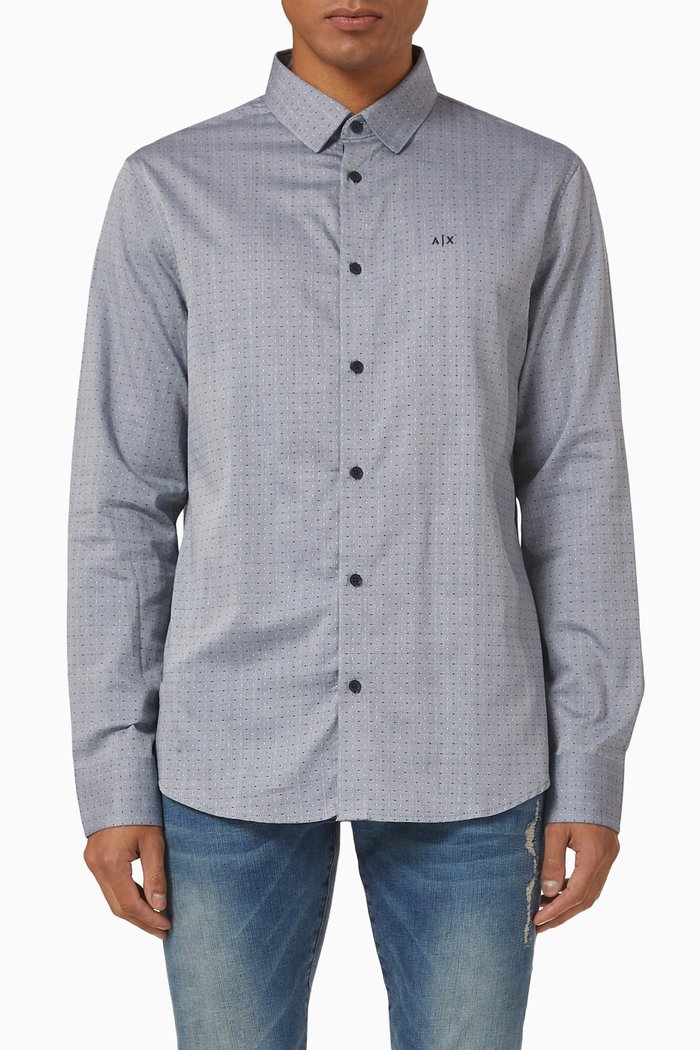 

Logo Detail Shirt in Poplin, Blue
