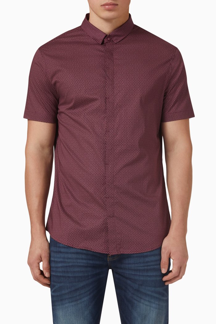 

Logo Print Shirt in Poplin, Burgundy
