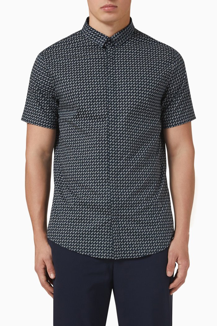 

Logo Print Shirt in Poplin, Blue