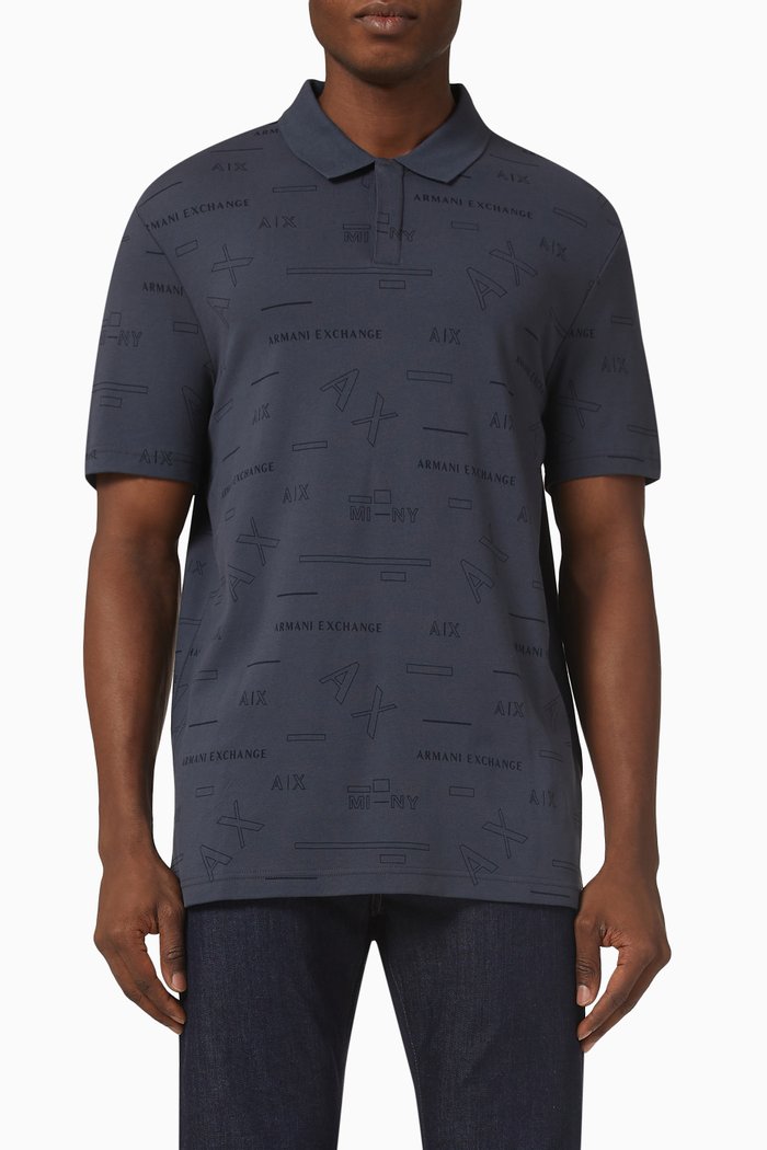

Logo Print Polo in Jersey, Blue