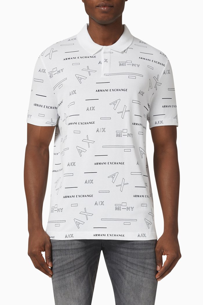 

Logo Print Polo in Cotton, White