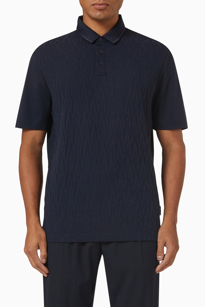 

Textured Polo in Jersey, Blue
