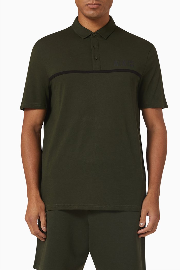 

Contrast Tape Polo in Jersey, Green