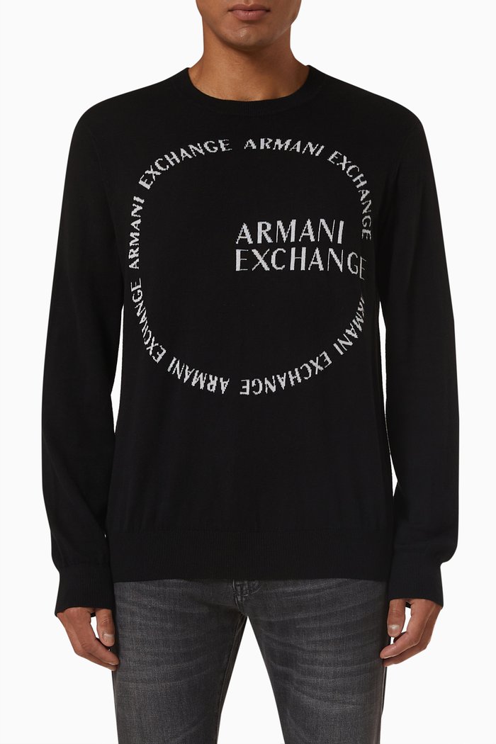 Circular Logo Sweatshirt in Cotton, Black