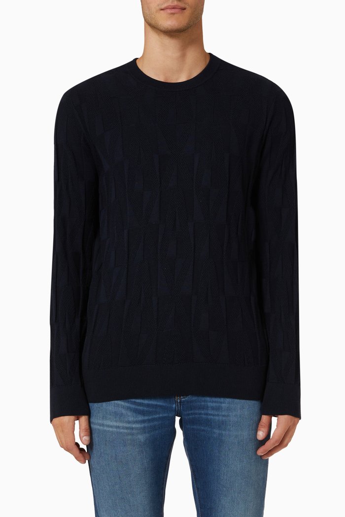 

Sweater in Knit Cotton, Blue