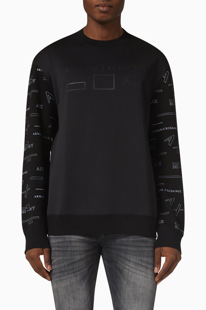 

Logo Print Sweatshirt in French Terry, Black